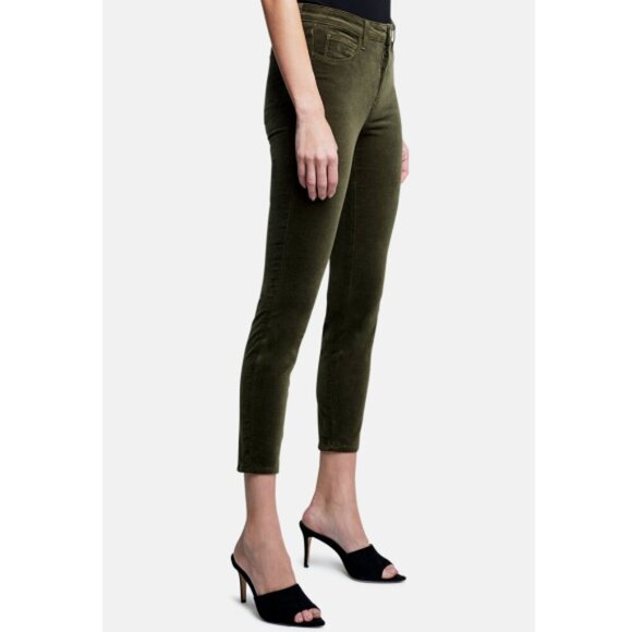 L'AGENCE 'Margot' Velvet High-Rise Crop Skinny Jeans, Ivy Green - Picture 3 of 3
